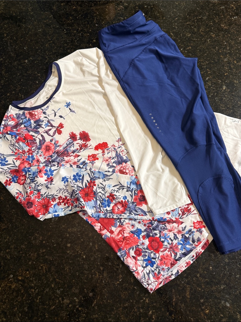 Tennis Sofi Bella Floral Active Top M & Royal Blue Leggings Set S